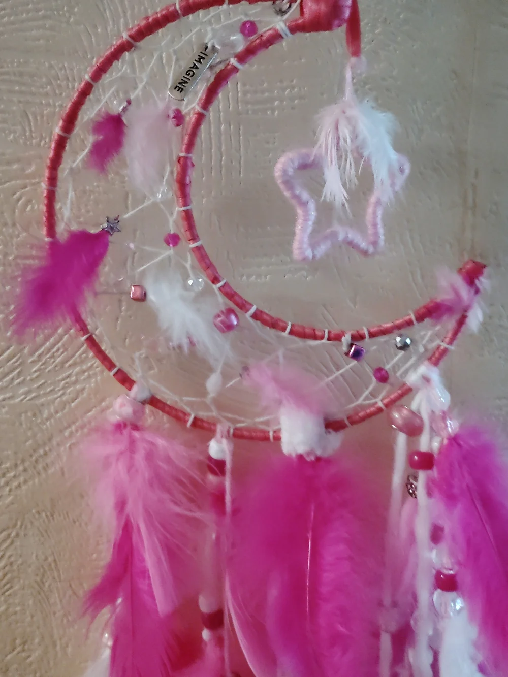 Pink Star Moon Dreamcatcher Kids Wall Hanging